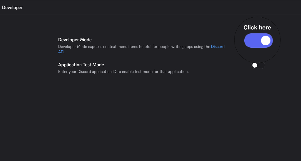 Toggle Developer Mode Switch to ON